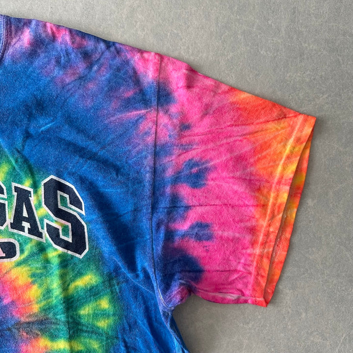 タイダイ染めプリント半袖Tシャツ 総柄 L 古着 メンズ