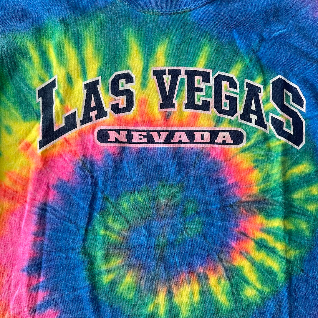 タイダイ染めプリント半袖Tシャツ 総柄 L 古着 メンズ