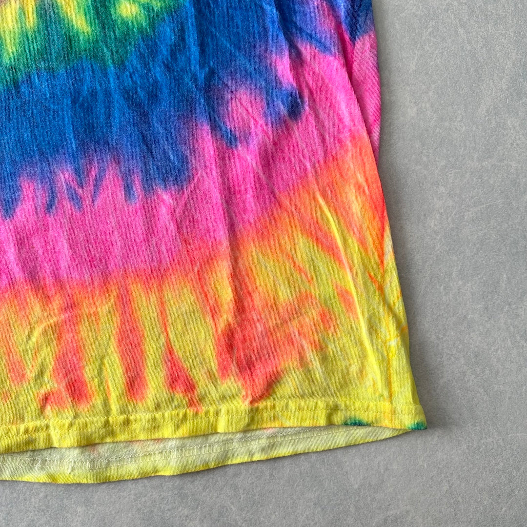 タイダイ染めプリント半袖Tシャツ 総柄 L 古着 メンズ