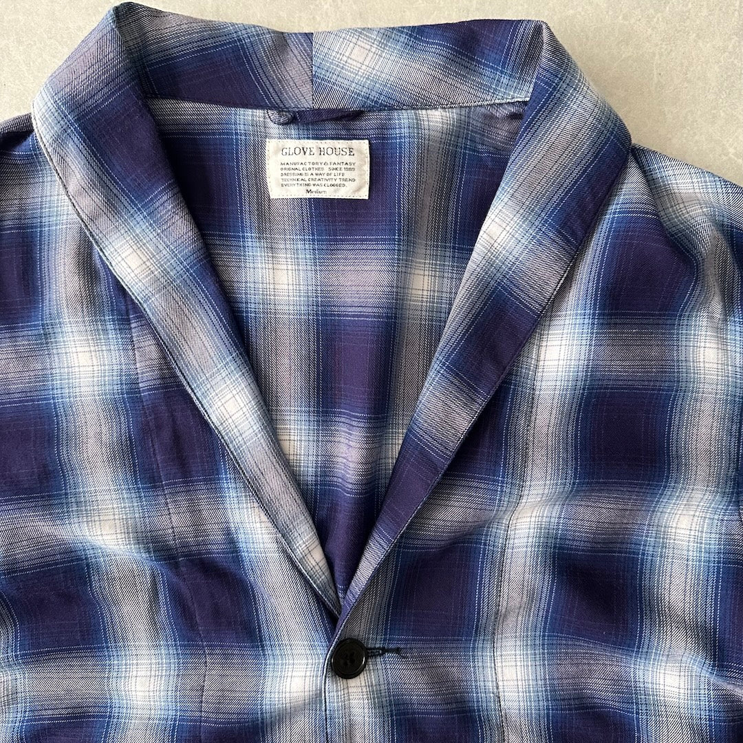 チェック柄ロング丈シャツコート チェック柄 M 古着 メンズ