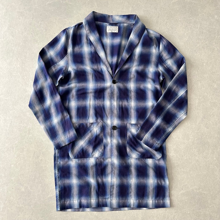 チェック柄ロング丈シャツコート チェック柄 M 古着 メンズ