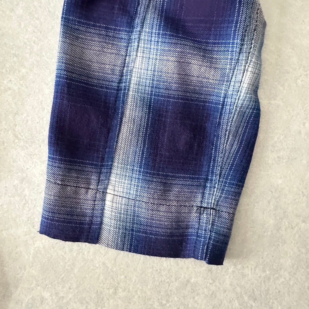 チェック柄ロング丈シャツコート チェック柄 M 古着 メンズ