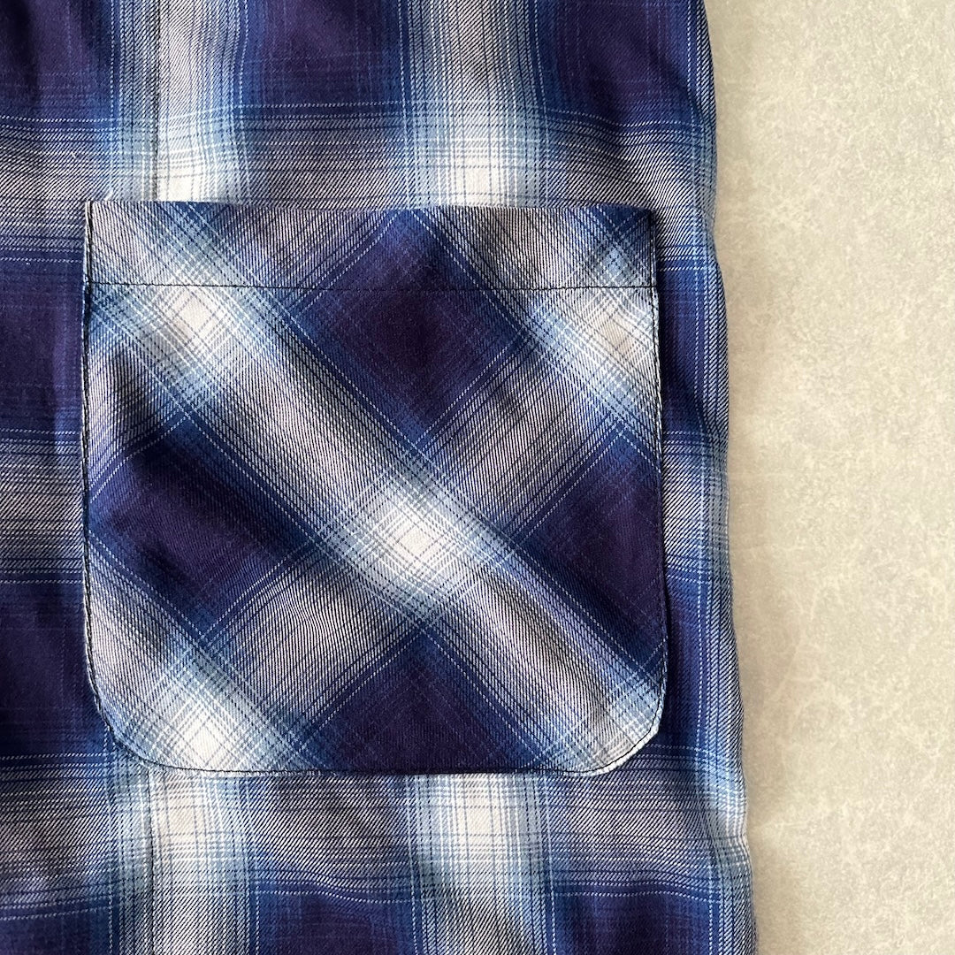 チェック柄ロング丈シャツコート チェック柄 M 古着 メンズ