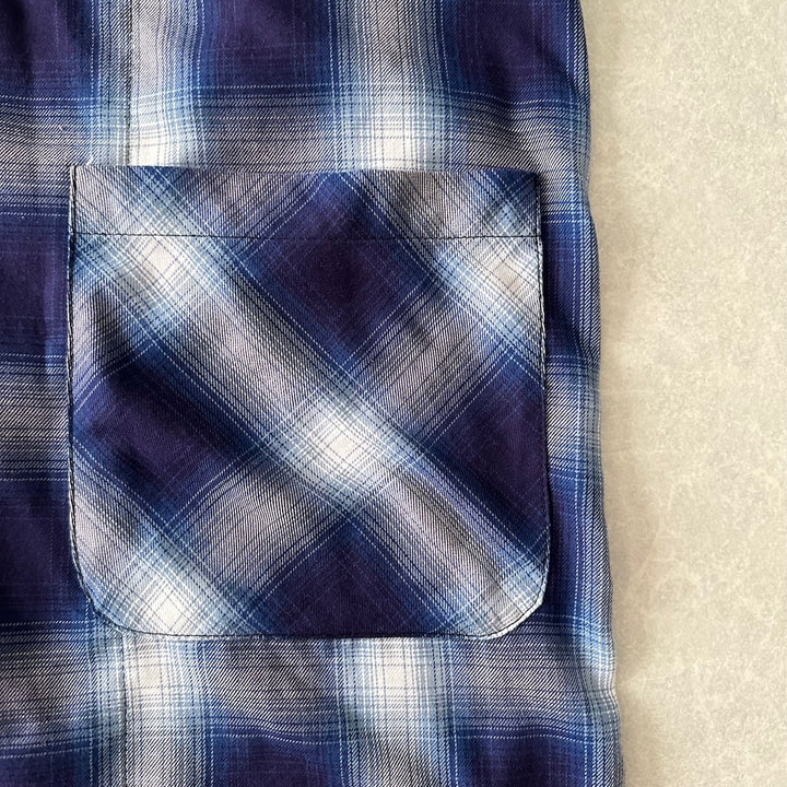 チェック柄ロング丈シャツコート チェック柄 M 古着 メンズ