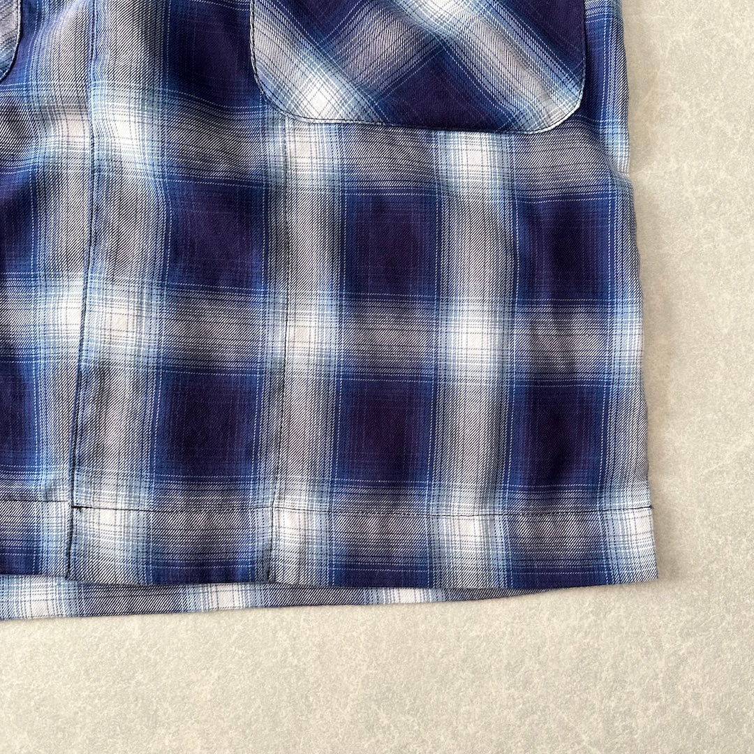 チェック柄ロング丈シャツコート チェック柄 M 古着 メンズ
