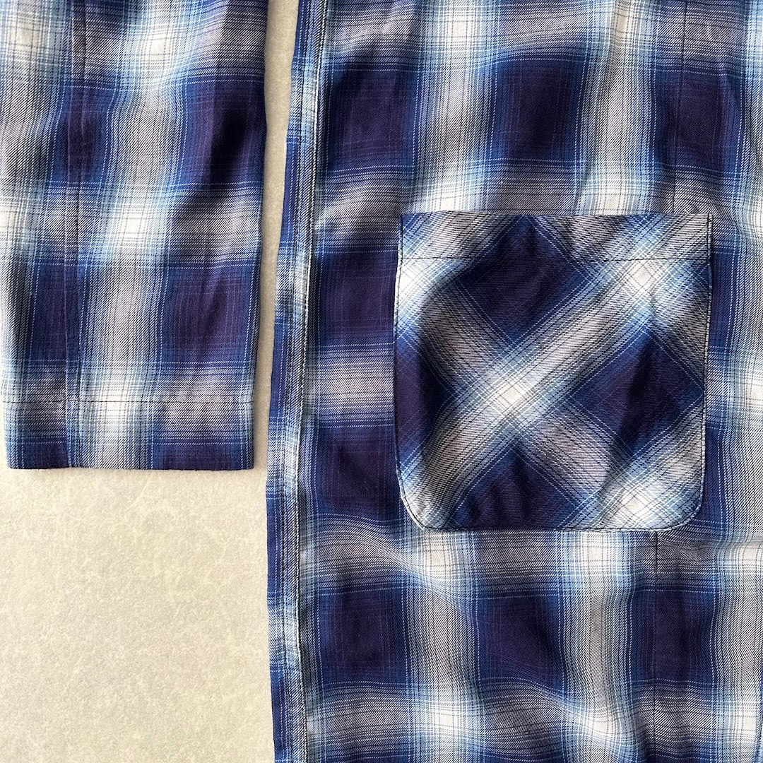 チェック柄ロング丈シャツコート チェック柄 M 古着 メンズ