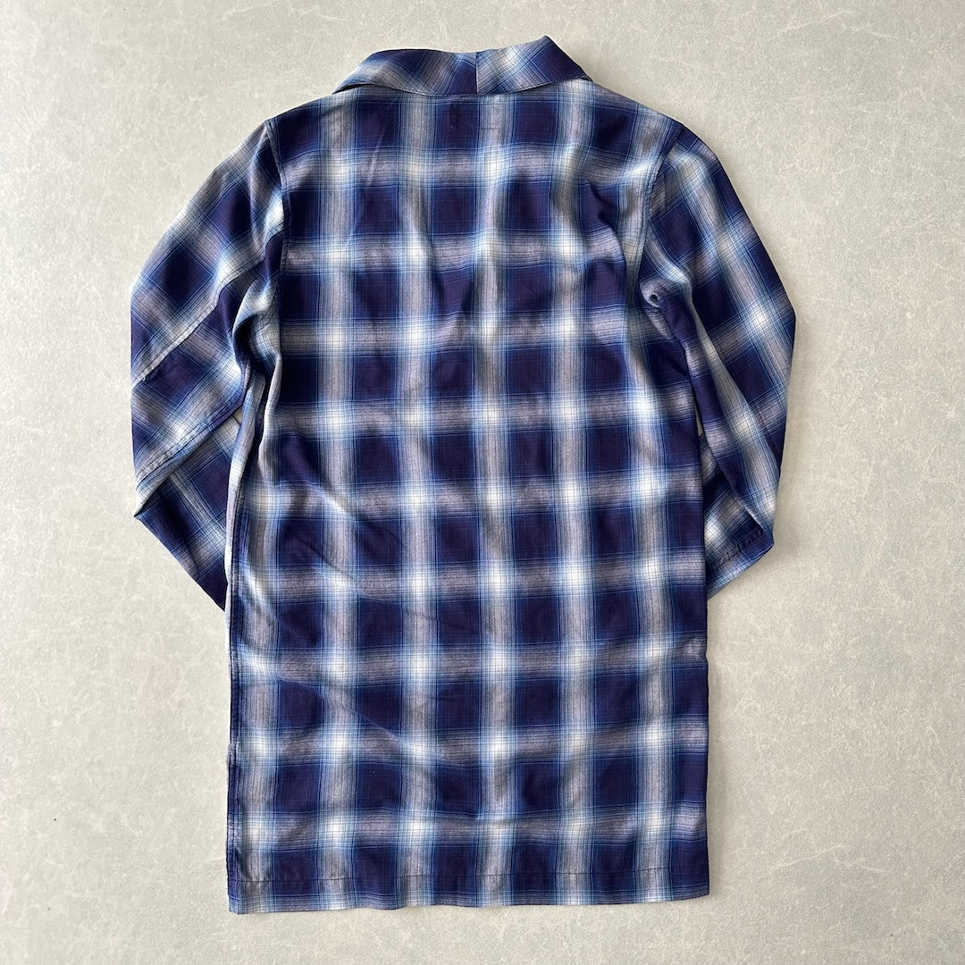 チェック柄ロング丈シャツコート チェック柄 M 古着 メンズ
