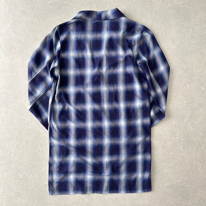 チェック柄ロング丈シャツコート チェック柄 M 古着 メンズ