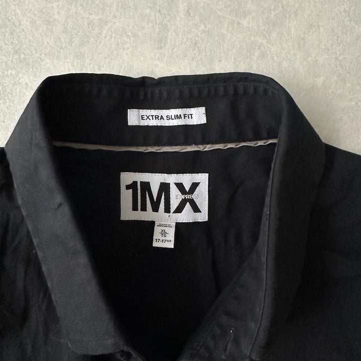 バックフォトプリント長袖シャツ ブラック XL 古着 メンズ