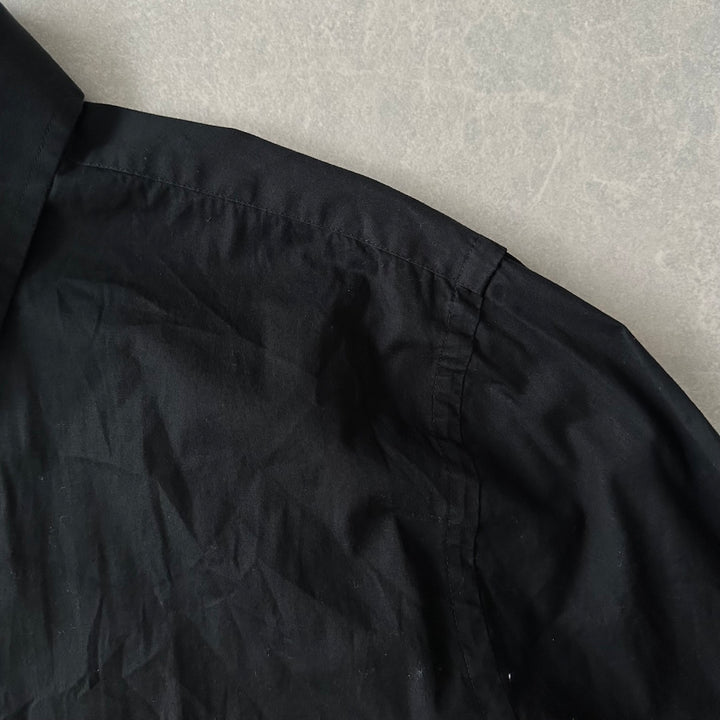 バックフォトプリント長袖シャツ ブラック XL 古着 メンズ