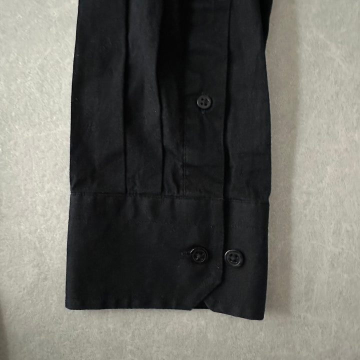 バックフォトプリント長袖シャツ ブラック XL 古着 メンズ