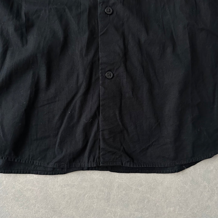 バックフォトプリント長袖シャツ ブラック XL 古着 メンズ