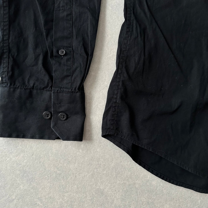 バックフォトプリント長袖シャツ ブラック XL 古着 メンズ
