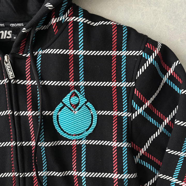 チェック柄スウェットジップアップパーカー チェック柄 M 古着 メンズ