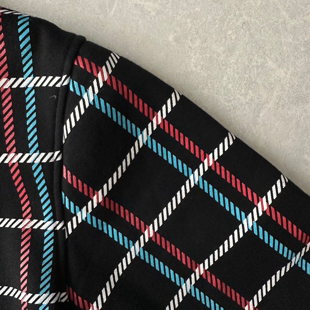 チェック柄スウェットジップアップパーカー チェック柄 M 古着 メンズ