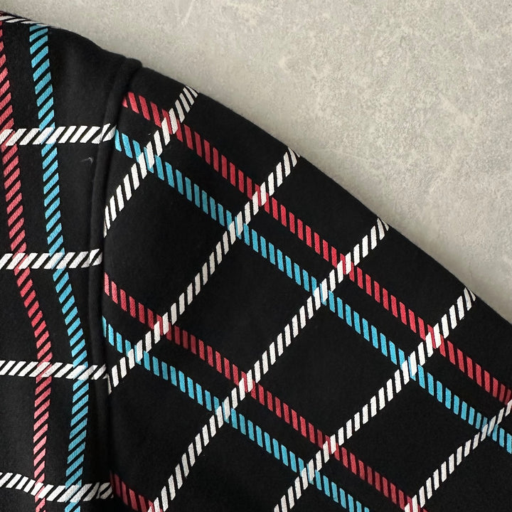 チェック柄スウェットジップアップパーカー チェック柄 M 古着 メンズ