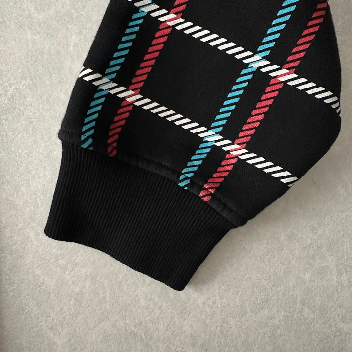 チェック柄スウェットジップアップパーカー チェック柄 M 古着 メンズ