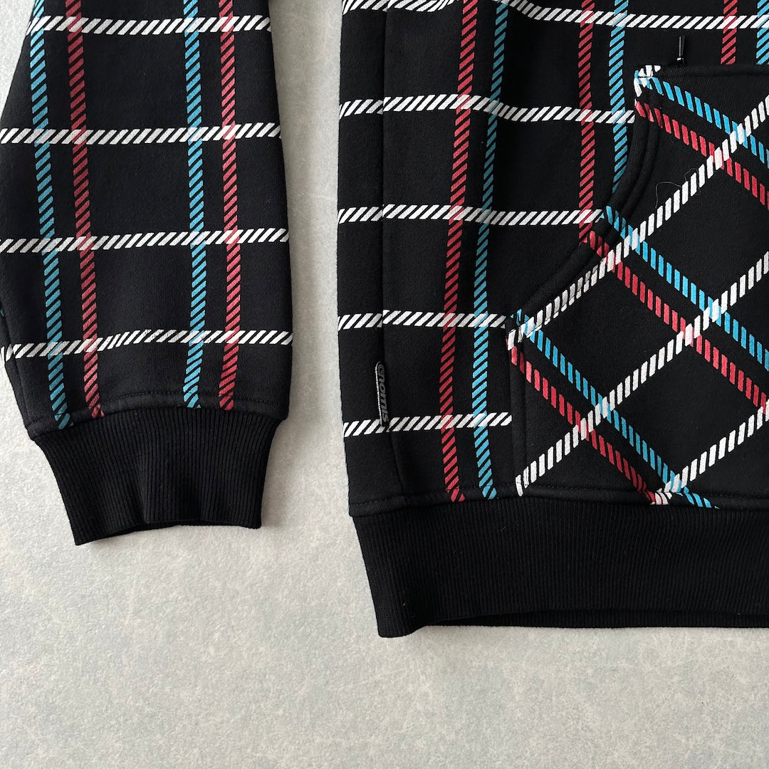 チェック柄スウェットジップアップパーカー チェック柄 M 古着 メンズ