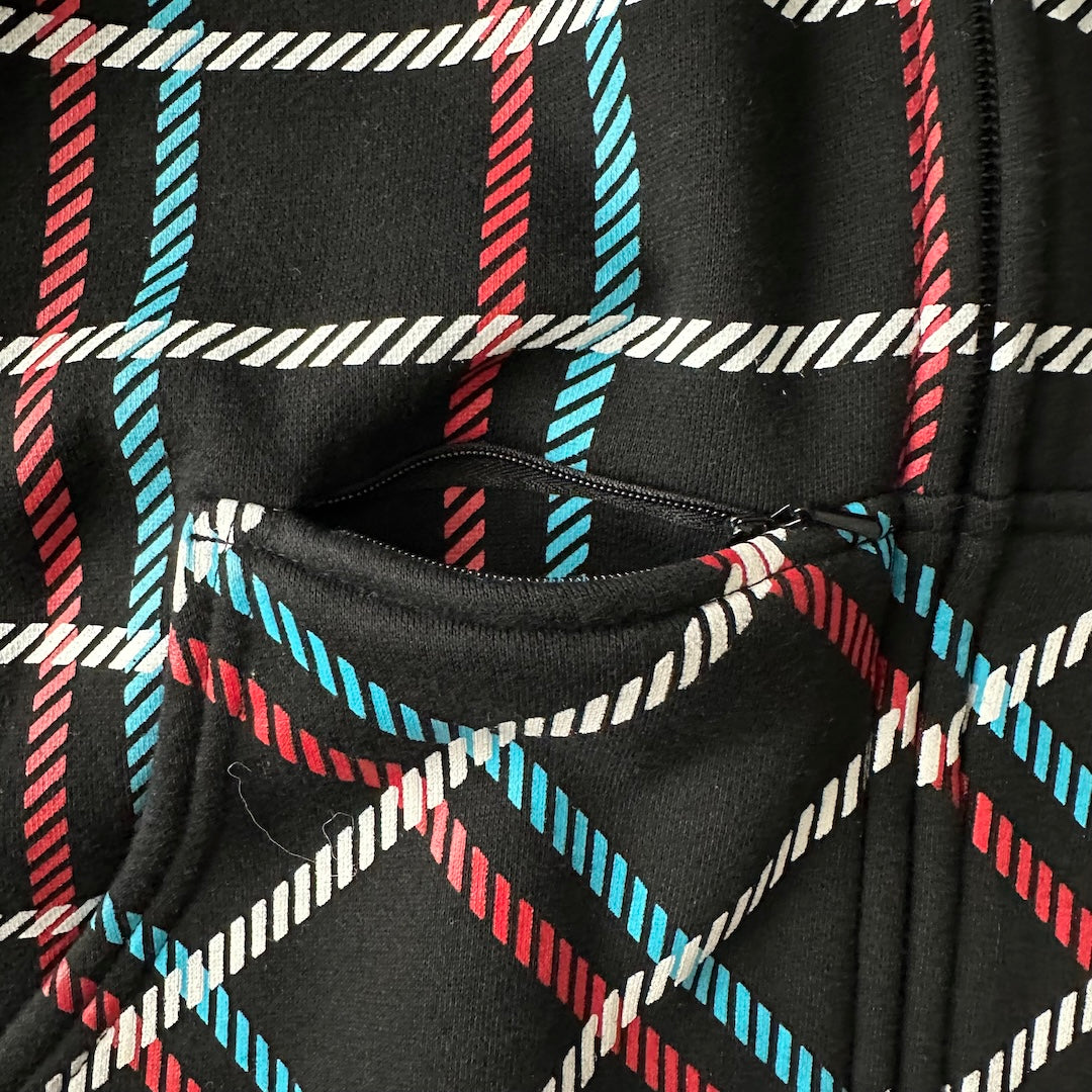 チェック柄スウェットジップアップパーカー チェック柄 M 古着 メンズ