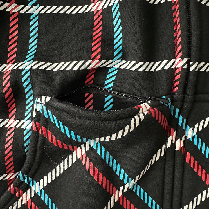 チェック柄スウェットジップアップパーカー チェック柄 M 古着 メンズ