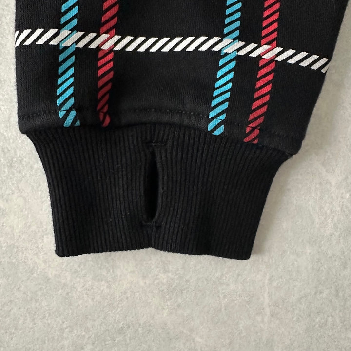 チェック柄スウェットジップアップパーカー チェック柄 M 古着 メンズ