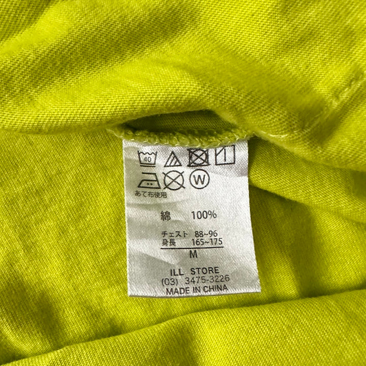 【LEFLAH】アートプリントポケット付き半袖Tシャツ イエロー M 古着 メンズ