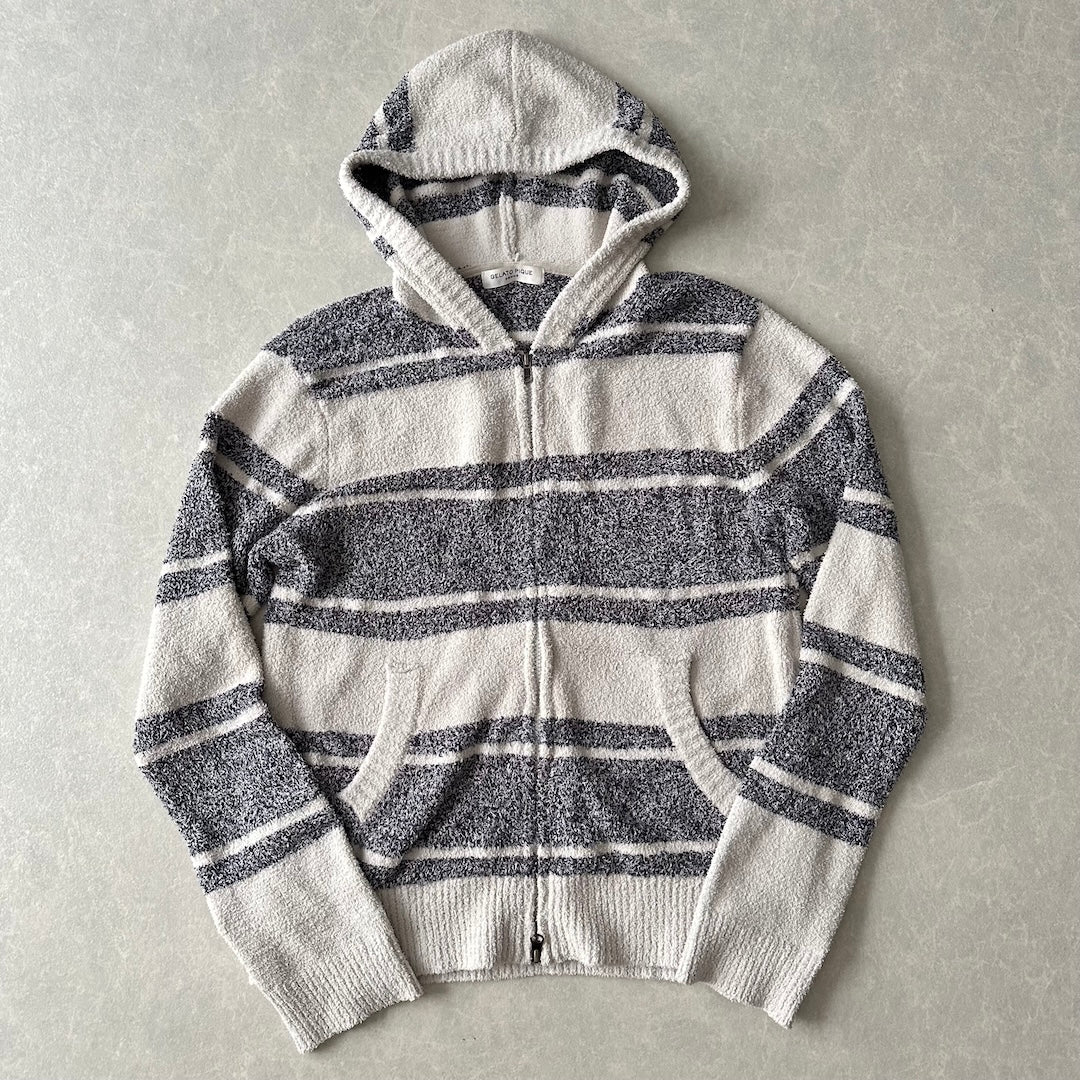 【GELATO PIQUE HOMME】ボーダー柄フリースダブルジップパーカー ボーダー柄 M 古着 メンズ