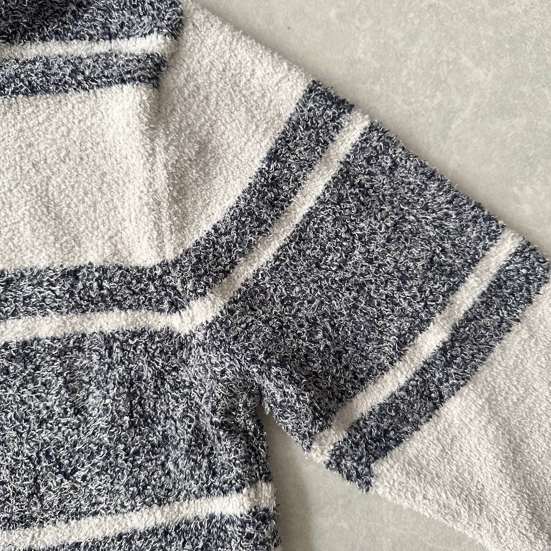 【GELATO PIQUE HOMME】ボーダー柄フリースダブルジップパーカー ボーダー柄 M 古着 メンズ