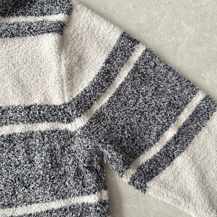 【GELATO PIQUE HOMME】ボーダー柄フリースダブルジップパーカー ボーダー柄 M 古着 メンズ