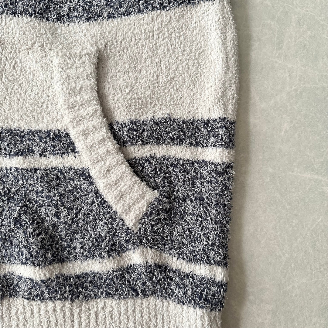 【GELATO PIQUE HOMME】ボーダー柄フリースダブルジップパーカー ボーダー柄 M 古着 メンズ