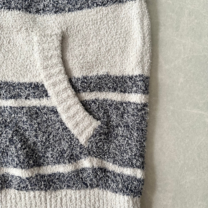 【GELATO PIQUE HOMME】ボーダー柄フリースダブルジップパーカー ボーダー柄 M 古着 メンズ