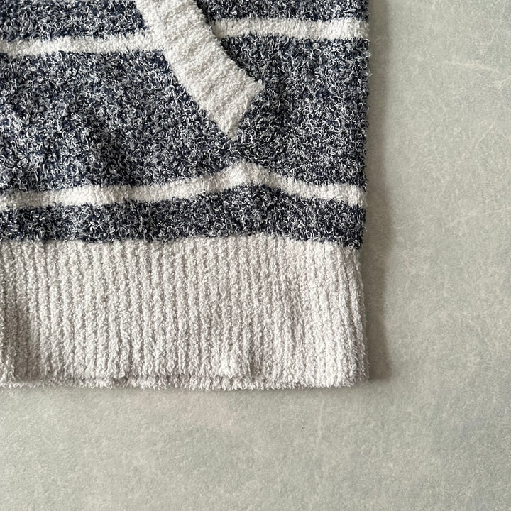 【GELATO PIQUE HOMME】ボーダー柄フリースダブルジップパーカー ボーダー柄 M 古着 メンズ