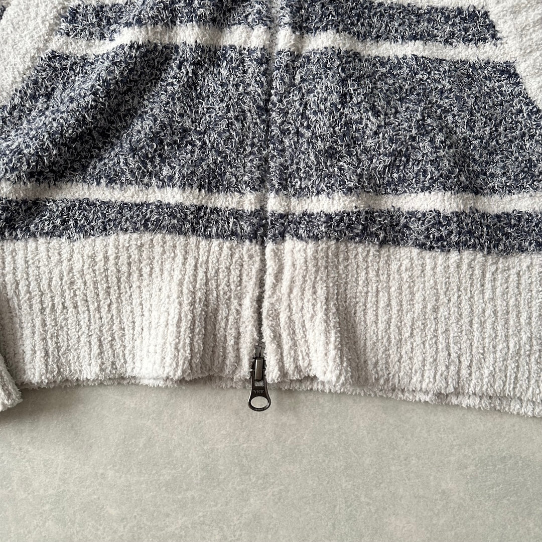 【GELATO PIQUE HOMME】ボーダー柄フリースダブルジップパーカー ボーダー柄 M 古着 メンズ