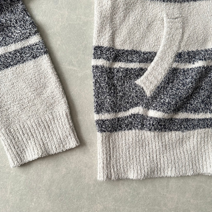 【GELATO PIQUE HOMME】ボーダー柄フリースダブルジップパーカー ボーダー柄 M 古着 メンズ