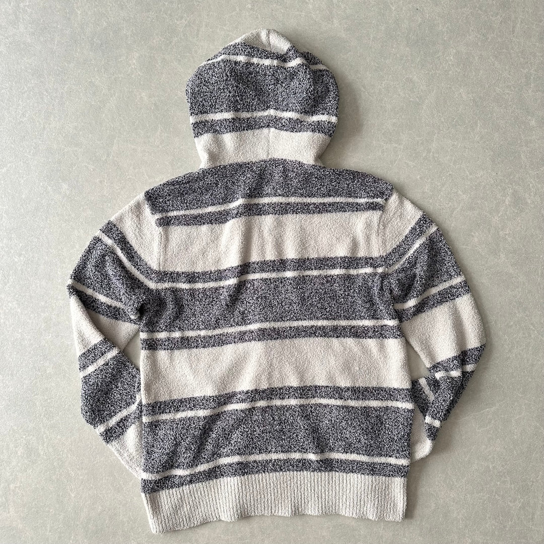 【GELATO PIQUE HOMME】ボーダー柄フリースダブルジップパーカー ボーダー柄 M 古着 メンズ