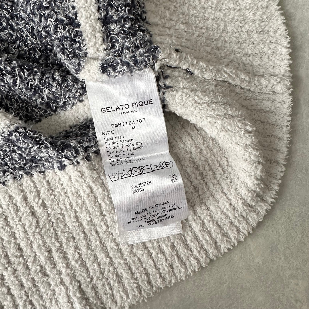 【GELATO PIQUE HOMME】ボーダー柄フリースダブルジップパーカー ボーダー柄 M 古着 メンズ