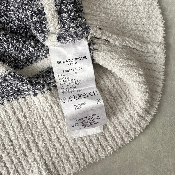 【GELATO PIQUE HOMME】ボーダー柄フリースダブルジップパーカー ボーダー柄 M 古着 メンズ