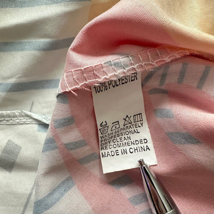 アート柄半袖シャツ 総柄 L 古着 メンズ