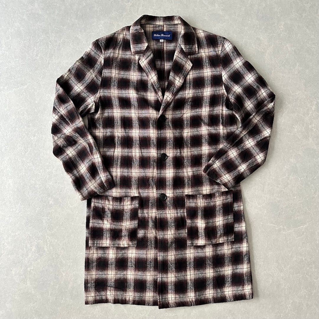 【URBAN RESEARCH】チェック柄ミドル丈チェスターコート チェック柄 38 古着 メンズ
