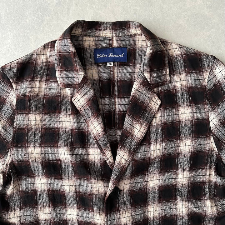 【URBAN RESEARCH】チェック柄ミドル丈チェスターコート チェック柄 38 古着 メンズ
