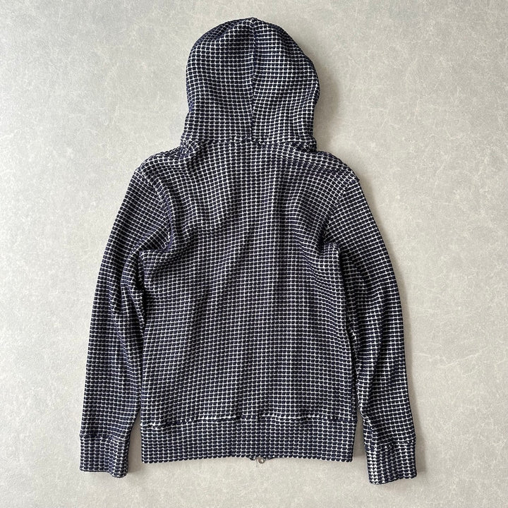 【SEAGREEN】ドット柄ジップアップスウェットパーカー M 古着 メンズ