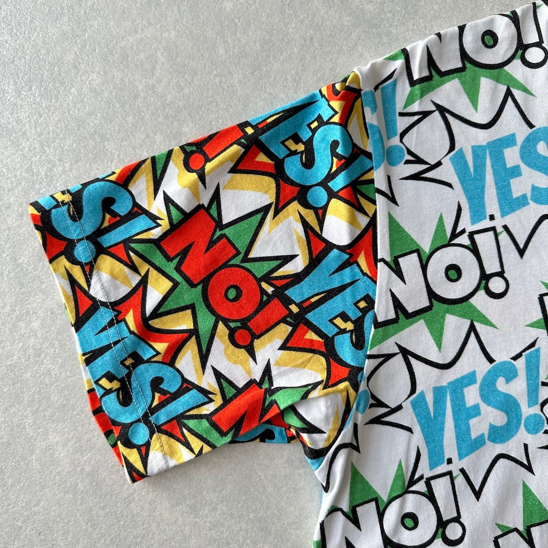 【COMME des GARCONS SHIRT】YES！NO！柄ポッププリント半袖Tシャツ 総柄 L 古着 メンズ