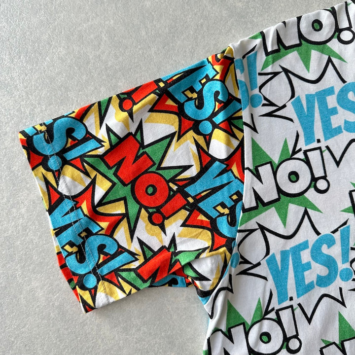 【COMME des GARCONS SHIRT】YES！NO！柄ポッププリント半袖Tシャツ 総柄 L 古着 メンズ