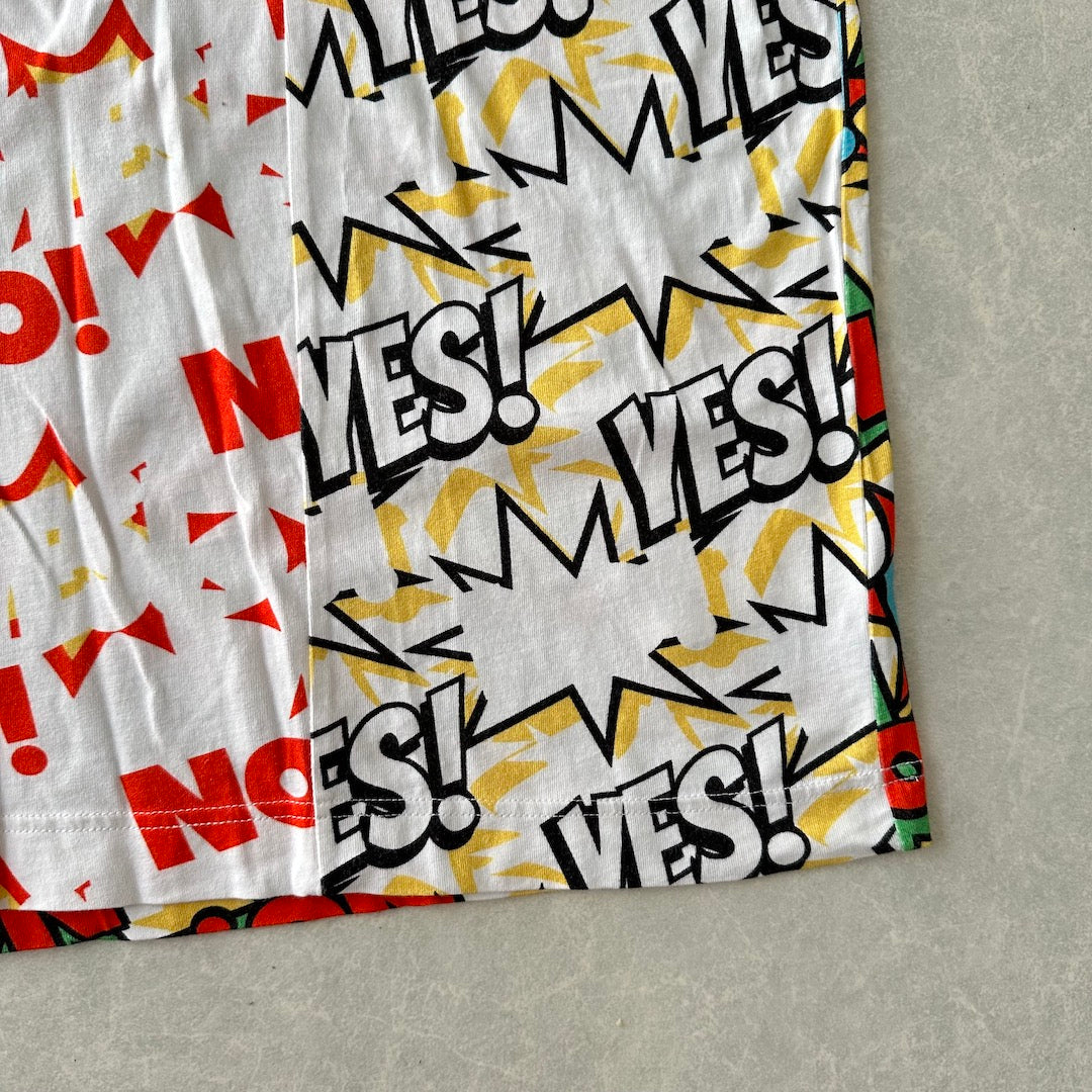 【COMME des GARCONS SHIRT】YES！NO！柄ポッププリント半袖Tシャツ 総柄 L 古着 メンズ