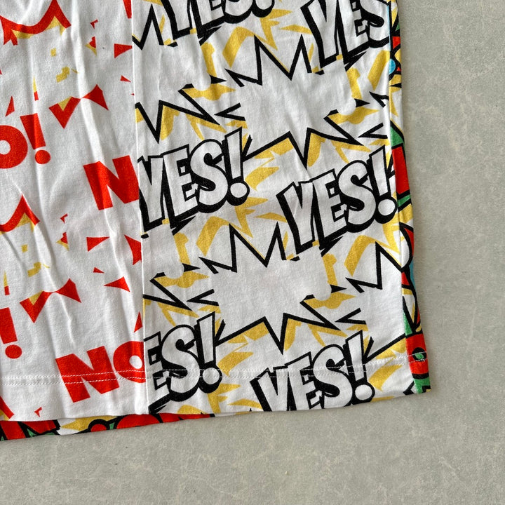 【COMME des GARCONS SHIRT】YES！NO！柄ポッププリント半袖Tシャツ 総柄 L 古着 メンズ