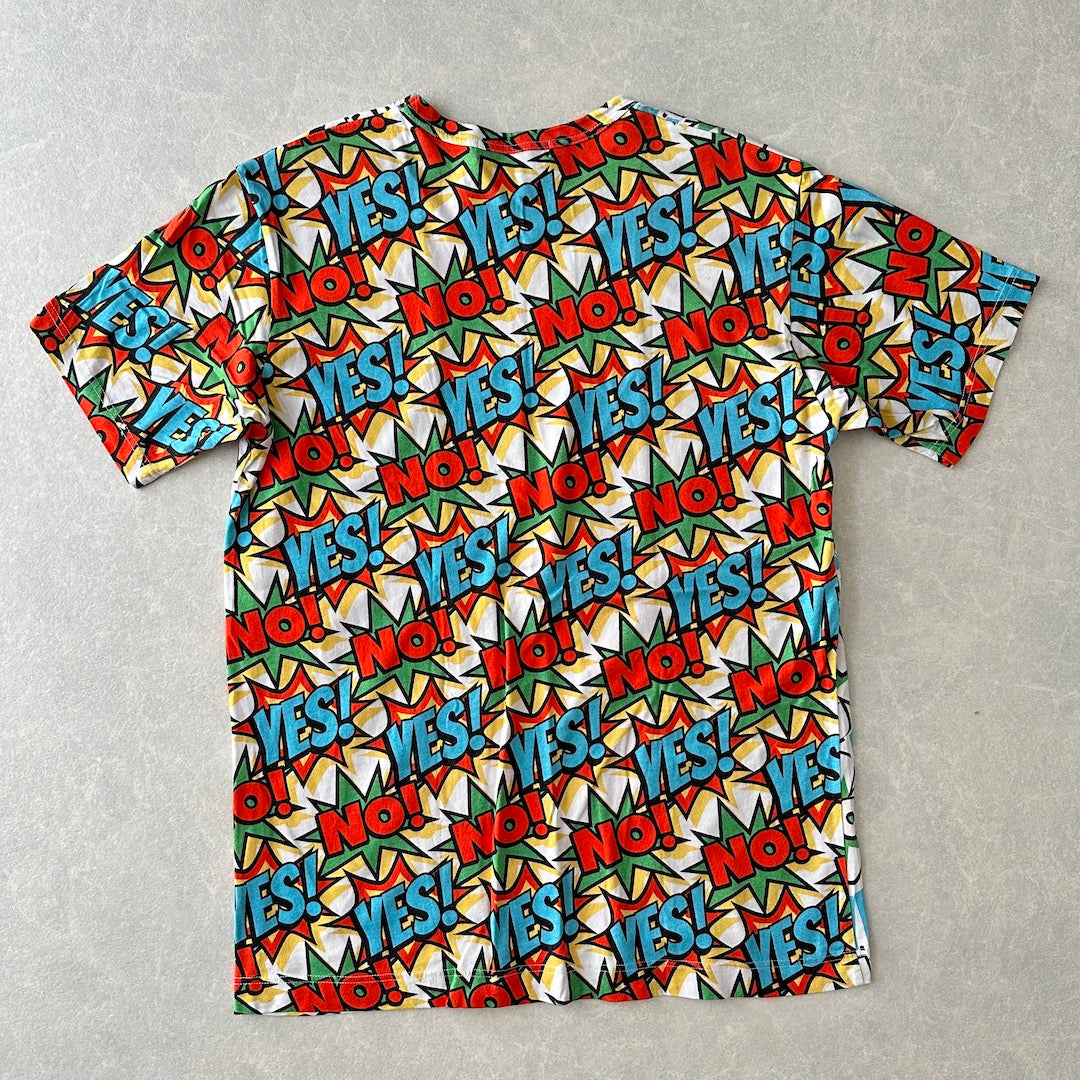 【COMME des GARCONS SHIRT】YES！NO！柄ポッププリント半袖Tシャツ 総柄 L 古着 メンズ