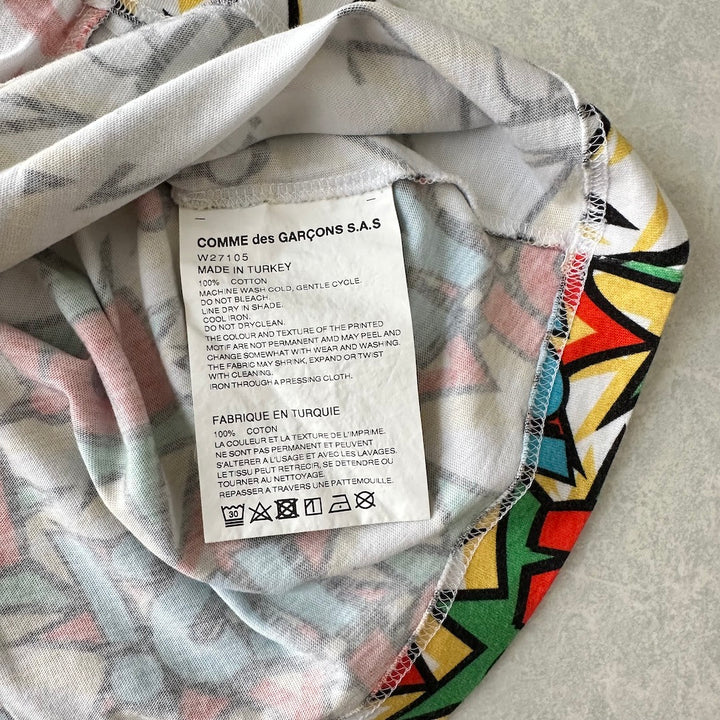 【COMME des GARCONS SHIRT】YES！NO！柄ポッププリント半袖Tシャツ 総柄 L 古着 メンズ