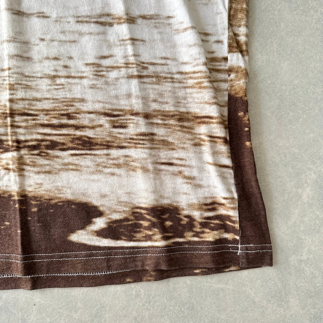 【TOMMY】LIFEビーチ柄プリント半袖Tシャツ 総柄 M 古着 メンズ