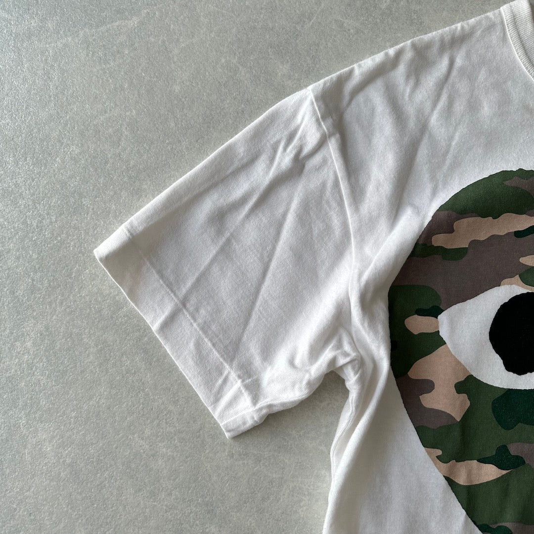 【PLAY COMME des GARÇONS】迷彩柄ハートプリント半袖Tシャツ ホワイト L 古着 メンズ レディース