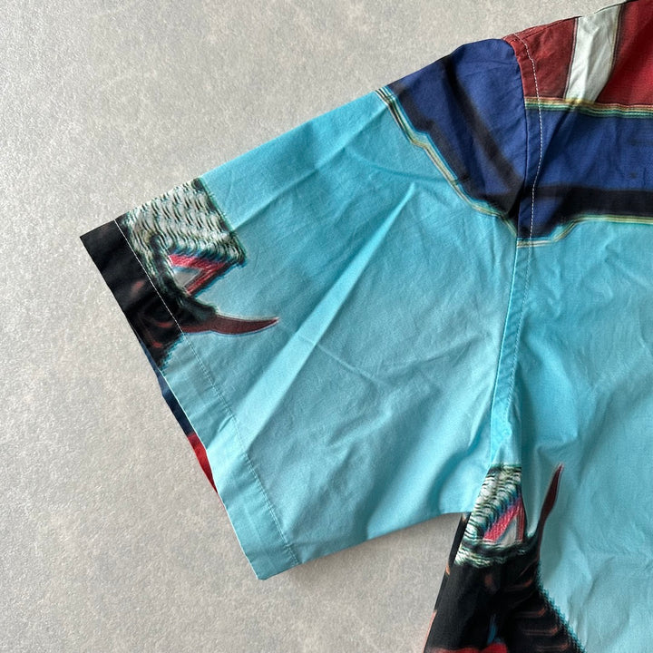 【XLARGE】未使用品 異国柄プリント半袖開襟シャツ 総柄 M 古着 メンズ